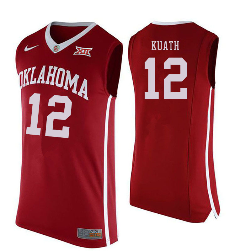 Oklahoma Sooners #12 Kur Kuath College Basketball Jersyes Sale-Crimson